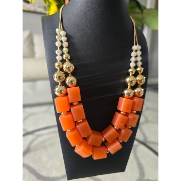 The Limited Orange Gold Beaded Necklace New - Picture 3 of 3